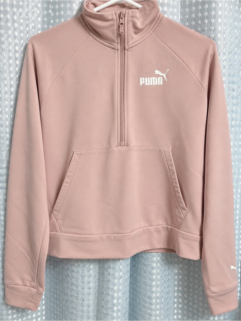 Puma Women's Dusty Pink Half-Zip Pullover with Kangaroo Pocket